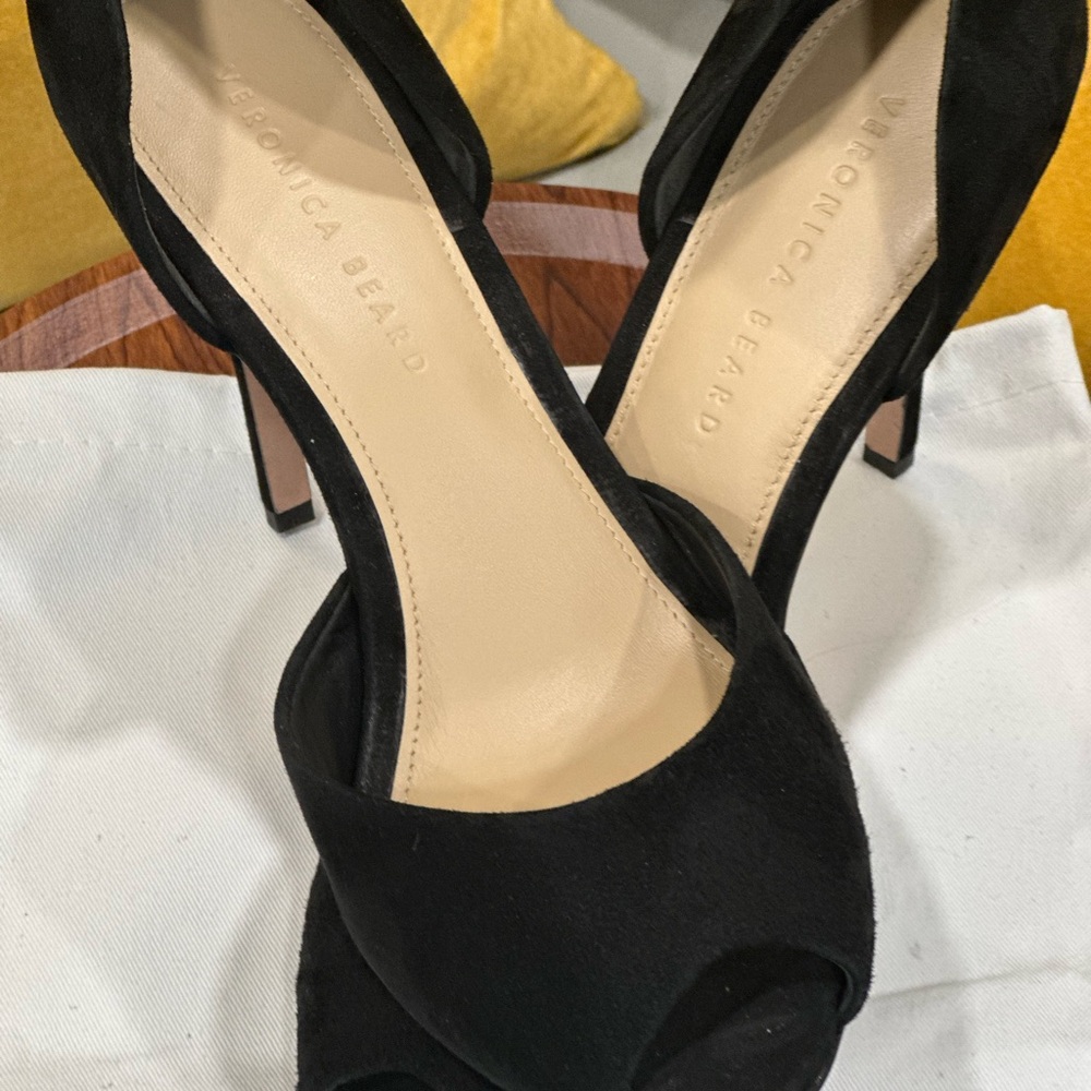 Veronica Beard Black Peep-Toe Heels with d'Orsay Cut